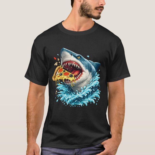 Camiseta Hungry Pizza Shark Great White Shark Eating Pizza  (Frente)