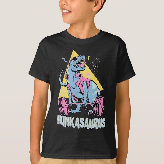 Camiseta Hunkasaurus T Rex Dinossauro Engraçado Ginásio e T (Frente)
