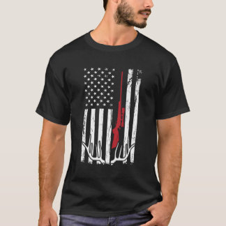Camiseta Hunter American Flag Usa Hunting Deer