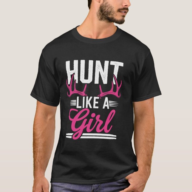 Camiseta Hunter Humor Design Engraçado Caça Menina (Frente)