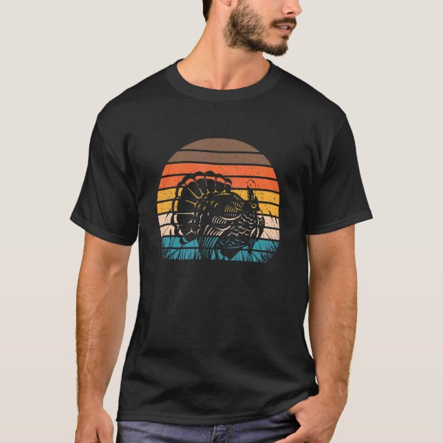 Camiseta Hunter Retro Sunset Vintage Turkey Hunting (Frente)