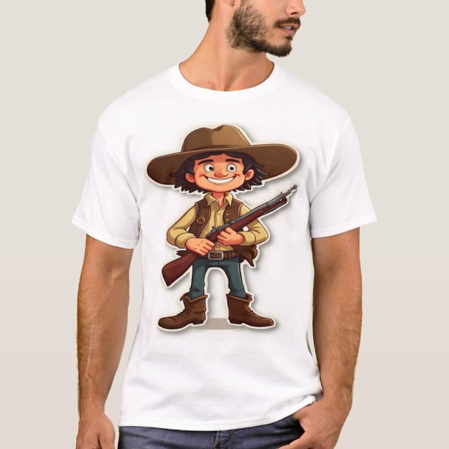 Camiseta Hunter Spirit - Cartoon Gunman Graphic Tee (Frente)