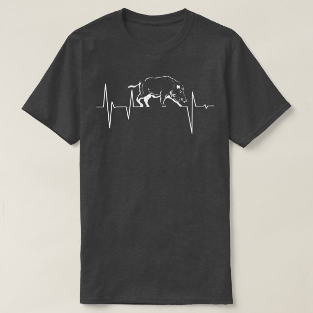 Camiseta Hunting Heartbeat EKS Wild Boar Pig Hunter Hog Rem (Frente do Design)