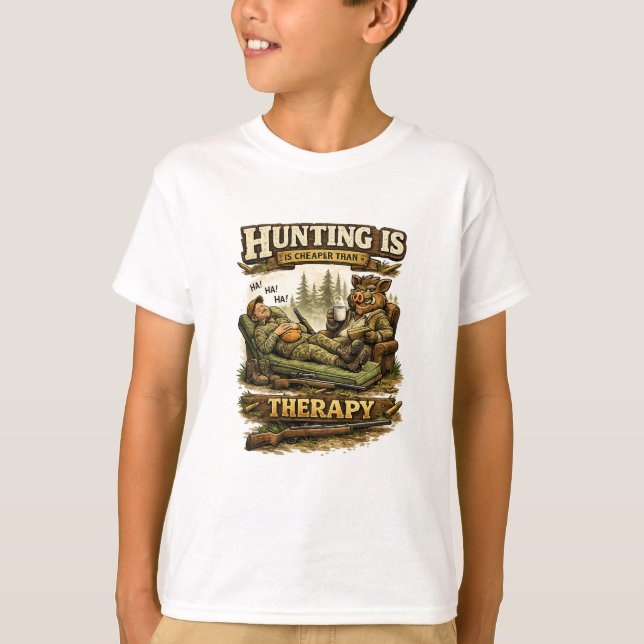 Camiseta Hunting Is Cheaper Than Therapy (Frente)