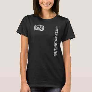 Camiseta Huntington Beach California 714 Area Code Vintage