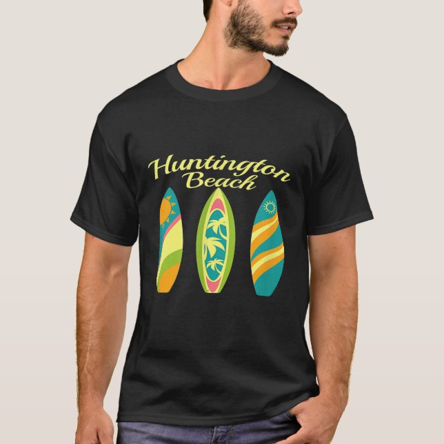 Camiseta Huntington Beach California Surfboards Beach Souve (Frente)