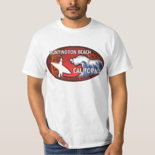 Camiseta Huntington Beach California surfer art value tee