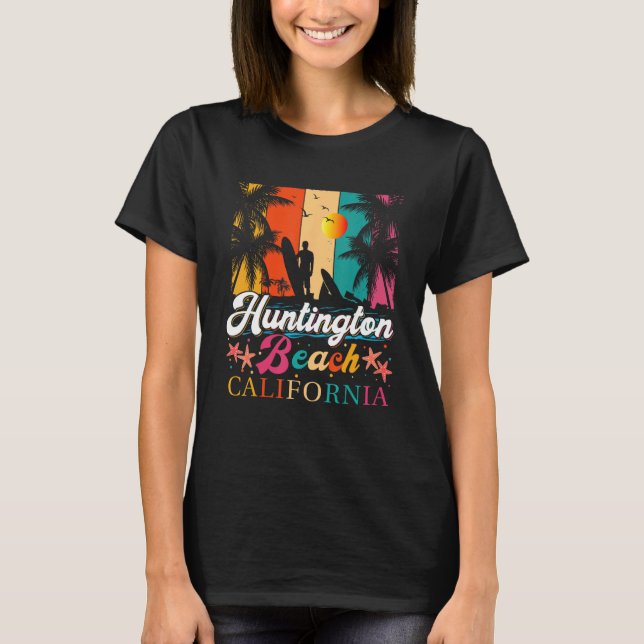 Camiseta Huntington Beach California Surfing Retro Surf Lov (Frente)