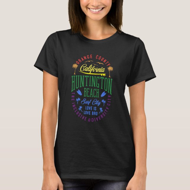 Camiseta Huntington Beach Inclusive & Diversity City Badge  (Frente)