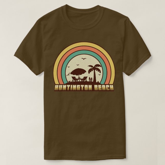 Camiseta Huntington Beach Retro Sunset Style (Frente do Design)