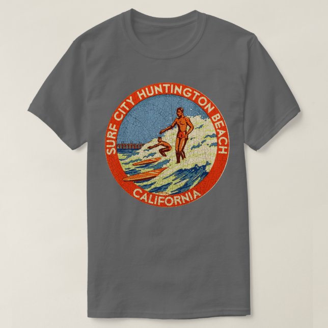 Camiseta Huntington Beach vintage Souvenir decal (Frente do Design)