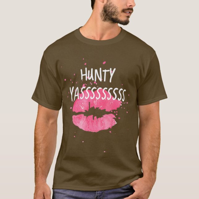 Camiseta HUNTY arrasta rainha humor engraçado (Frente)