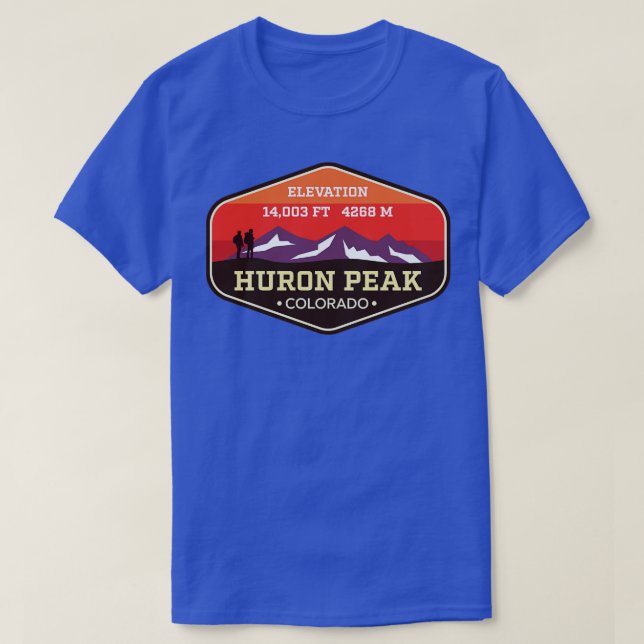 Camiseta Huron Peak Colorado 14ers Subindo Crachá (Frente do Design)