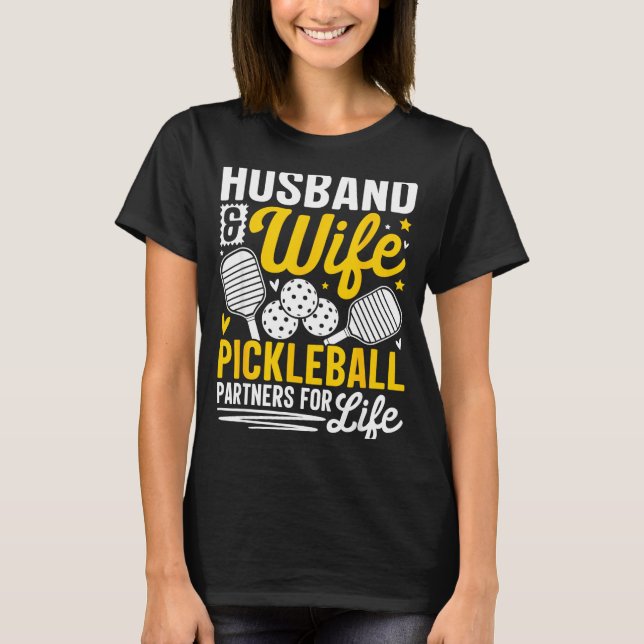 Camiseta Husband &amp; Wife Valentines Day Couple Ckleball  (Frente)