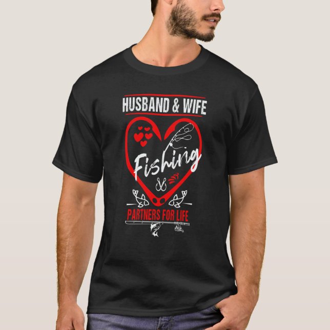 Camiseta Husband And Wife Fishing Partners For Life Fishing (Frente)