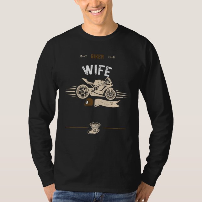 Camiseta Husband Biker Wife Motorcycle Sayings (Frente)