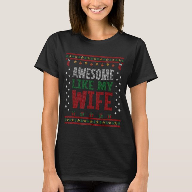 Camiseta Husband Christmas - Funny Awesome Like My Wife  (Frente)