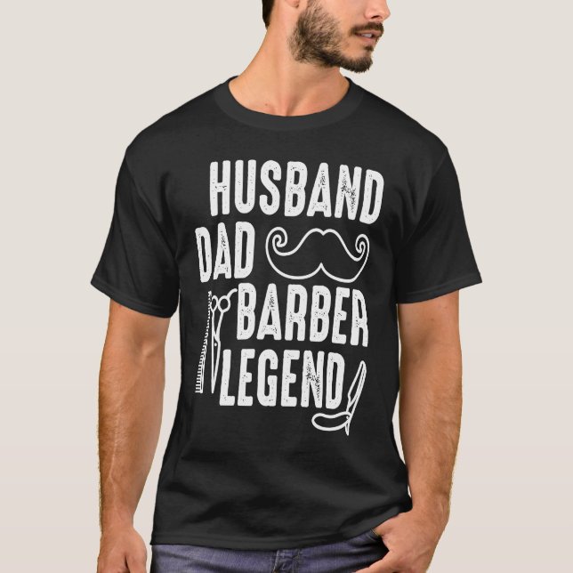 Camiseta Husband Dad Barber Legend Hairstylist Hair Salon H (Frente)