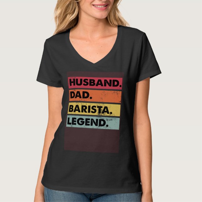 Camiseta Husband Dad Barista Legend  Coffee Coffeemaker (Frente)