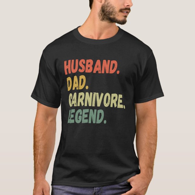 CAMISETA HUSBAND DAD CARNIVORE LEGEND  MEAT LOVING FATHER G (Frente)