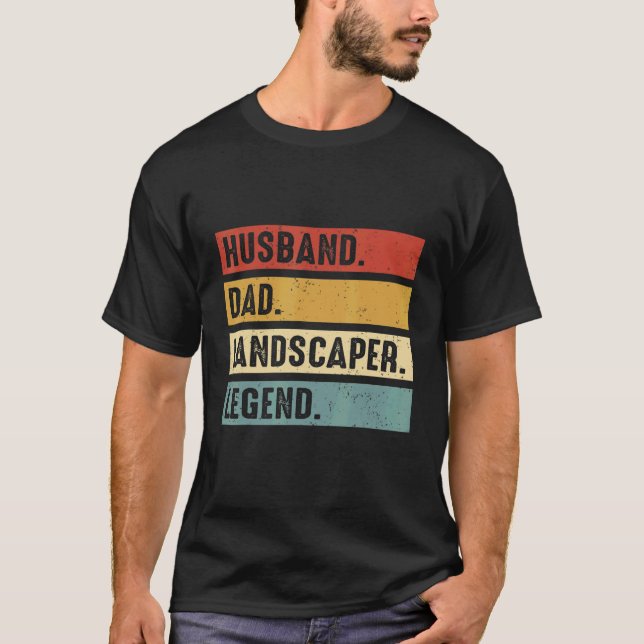 Camiseta Husband Dad Landscaper Lawn Care Landscaping Fathe (Frente)