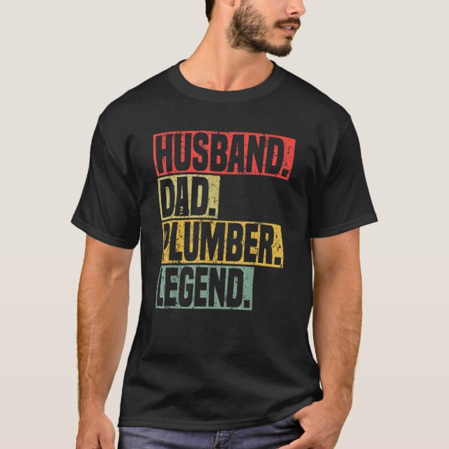 Camiseta Husband Dad Plumber Legend Tradesman plumbing Pipe (Frente)