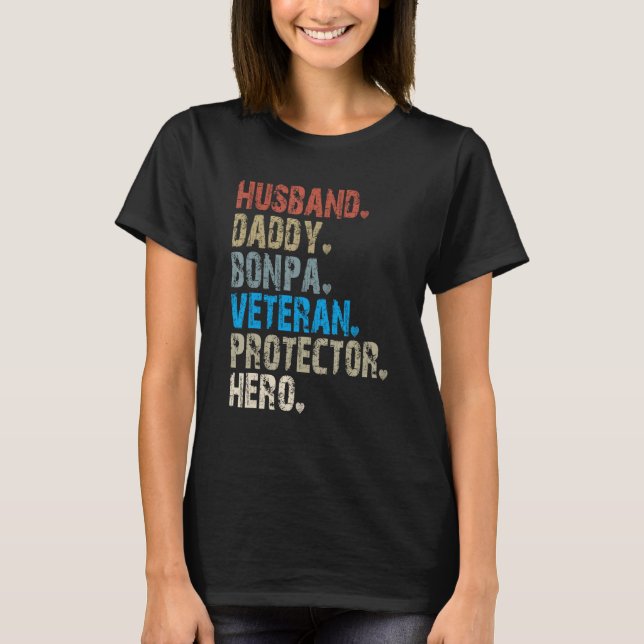 Camiseta Husband Daddy Bonpa Veteran Protector Hero (Frente)