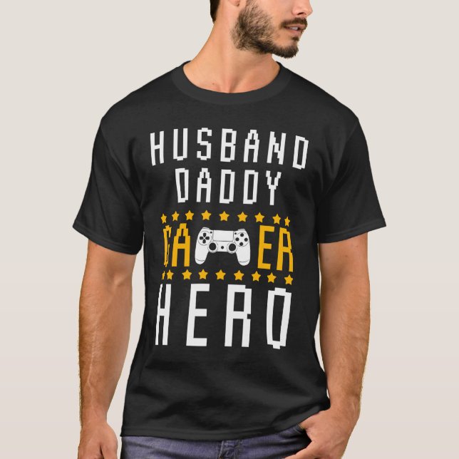 Camiseta Husband Daddy Gamer Hero Online Gaming Games Contr (Frente)