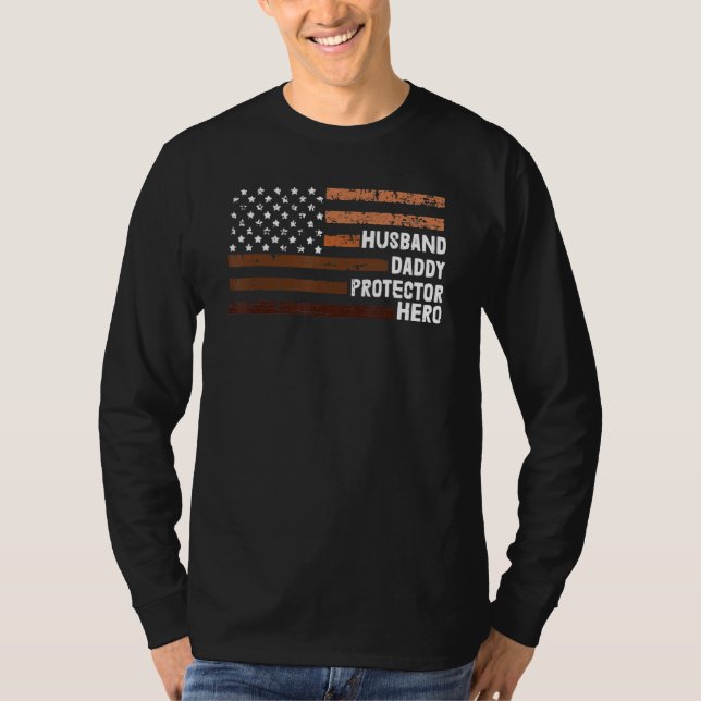 Camiseta Husband Daddy Protector Hero Father s Day Men Wome (Frente)