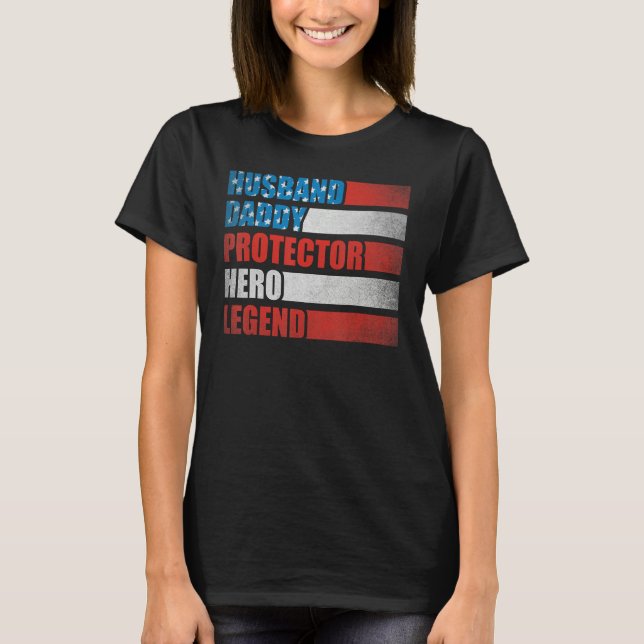 Camiseta Husband Daddy Protector Hero Patriotic America 4th (Frente)