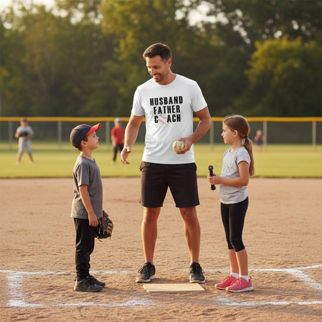 Camiseta Husband Father Coach Baseball Dad Quote (Criador carregado)