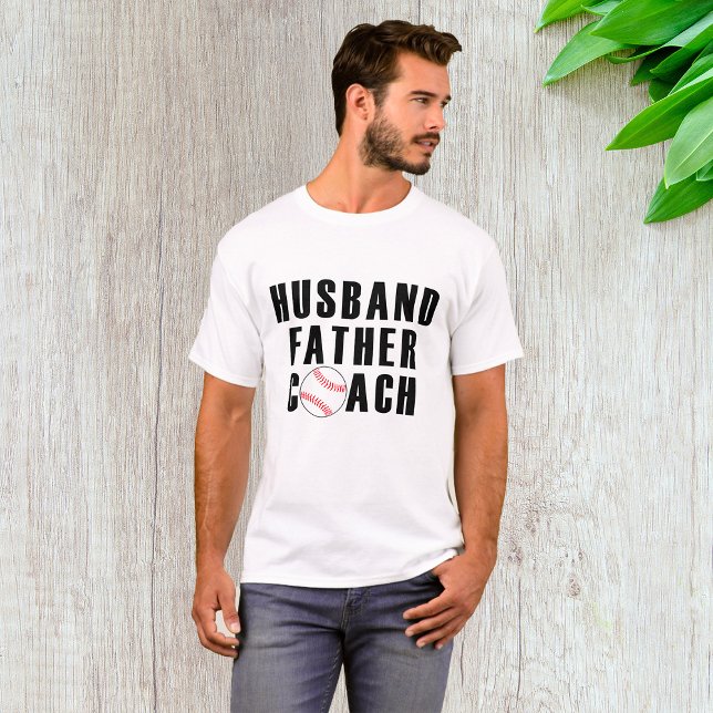 Camiseta Husband Father Coach Baseball Dad Quote (Criador carregado)