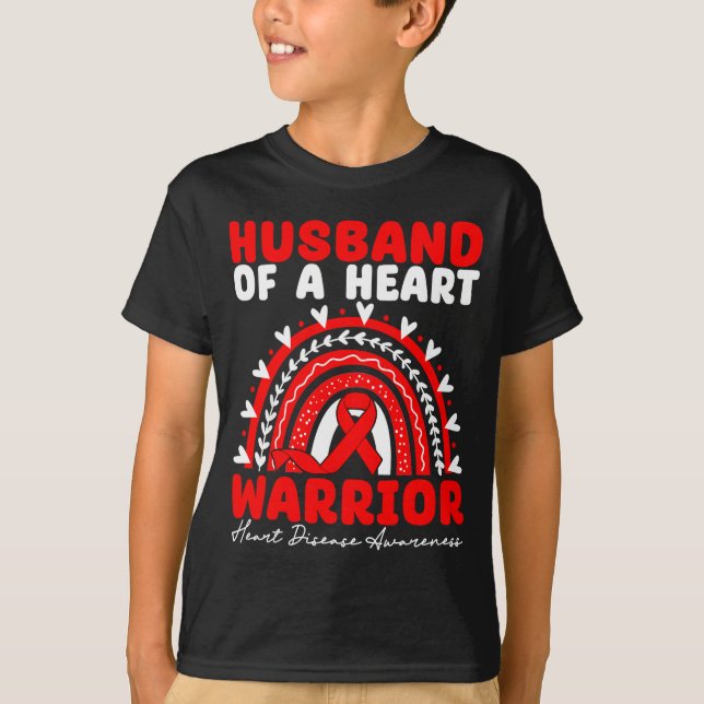 Camiseta Husband Of A Heart Warrior Heart Disease Boho Rain (Frente)