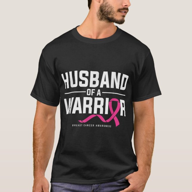 Camiseta Husband Of A Warrior Breast Cancer Awareness (Frente)