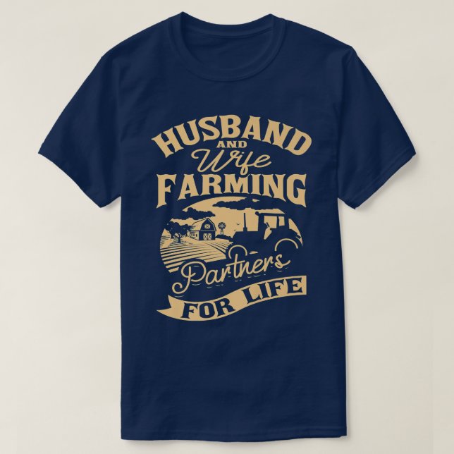 Camiseta Husband Wife Farmer Farming Farm  (Frente do Design)