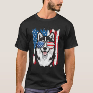 Camiseta Husky 4 de Julho Homens Amor Cachorro Husky Siberi
