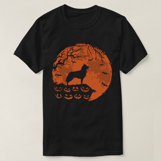 Camiseta Husky And Moon Halloween Dog Lover Gift (Frente do Design)
