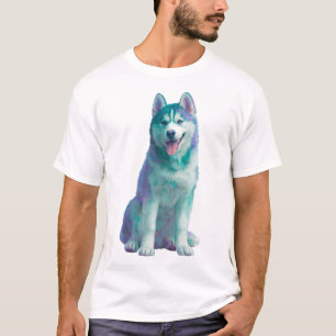 Camiseta Husky Ártico Iridescente Retrato Canino Masculino
