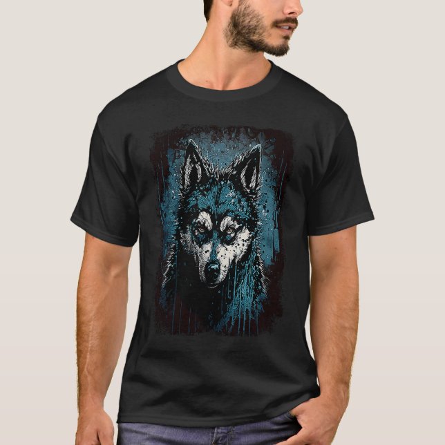 Camiseta Husky Assustador Engraçado (Frente)