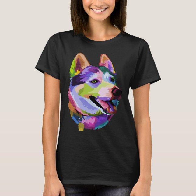 Camiseta husky Colorful Dog Pop Style (Frente)