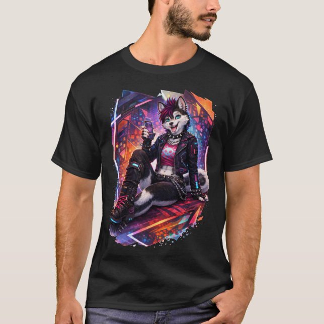 Camiseta Husky Cyberpunk (Frente)