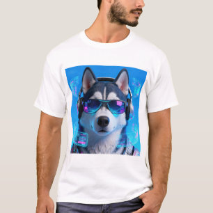 Camiseta Husky Cyberpunk   Avatar com Estilo de Tecnologia 