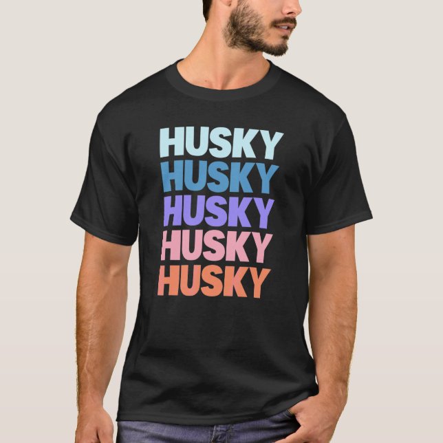 Camiseta Husky de Texto Repetido Moderno (Frente)