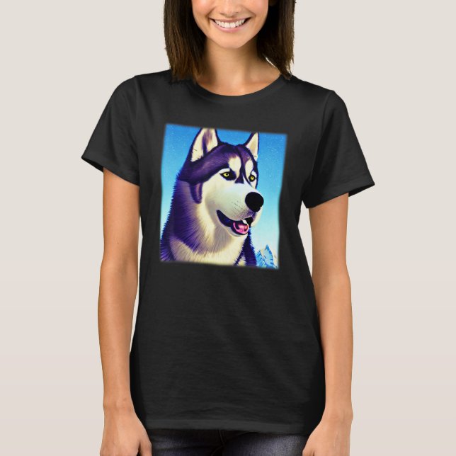 Camiseta Husky design dog imprint artwork face with Siberia (Frente)