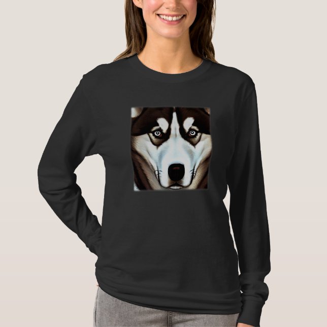 Camiseta Husky design dog imprint artwork face with Siberia (Frente)