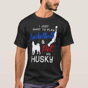Camiseta Husky Divertido Basquete Dono de Cachorro Natal