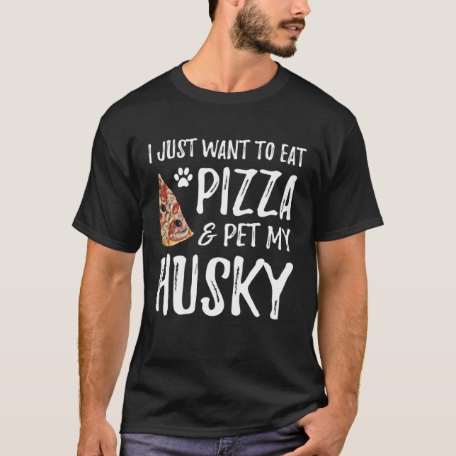 Camiseta Husky Dog  Pizza  Dog Mom (Frente)