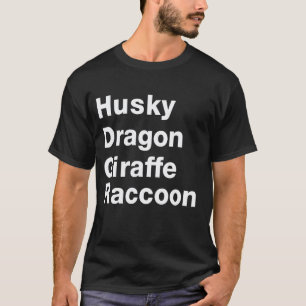 Camiseta Husky Dragão Girafa Guaxinim