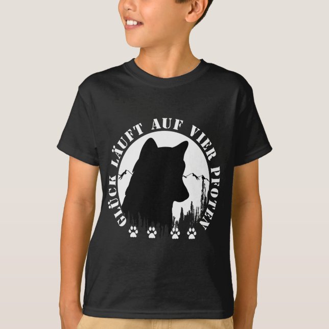 Camiseta Husky-Glück läuft auf vier Pfoten T-Shirt (Frente)
