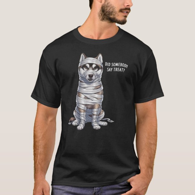 Camiseta Husky Mummy Halloween Dog (Frente)